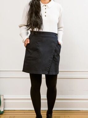 Loup Gina Wrap Button Mini Skirt — Black — Size Small